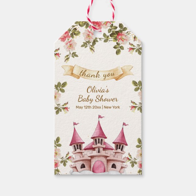 Etiqueta Para Presente Wildflower Fairytale Castle Baby Shower Thank You (Frente)