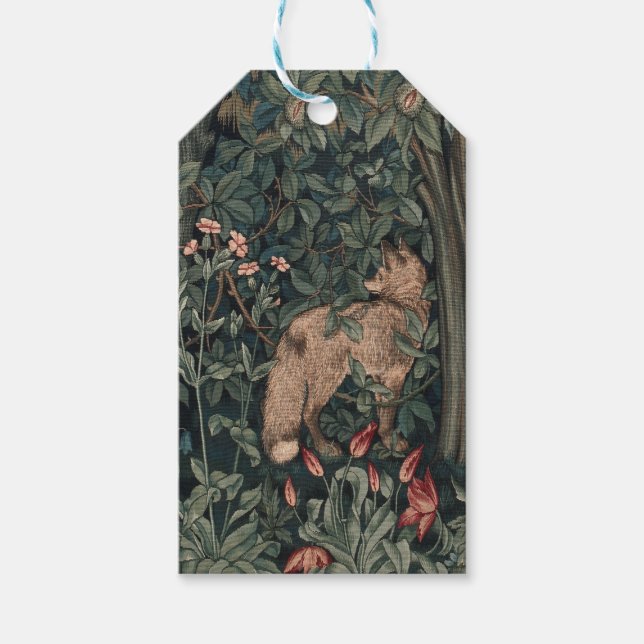 Etiqueta Para Presente William Morris Greenery Fox Willife (Frente)