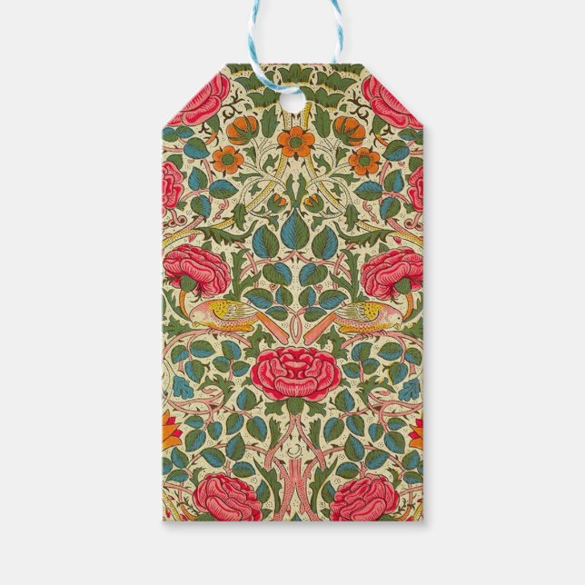Etiqueta Para Presente William Morris Rosa Floral Chintz Rosa (Frente)