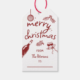 Etiqueta Para Presente Wine Lover Holiday Christmas Tasting Party Custom
