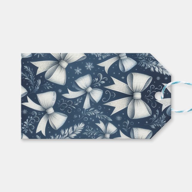 Etiqueta Para Presente Winter Bows (Frente (horizontal))