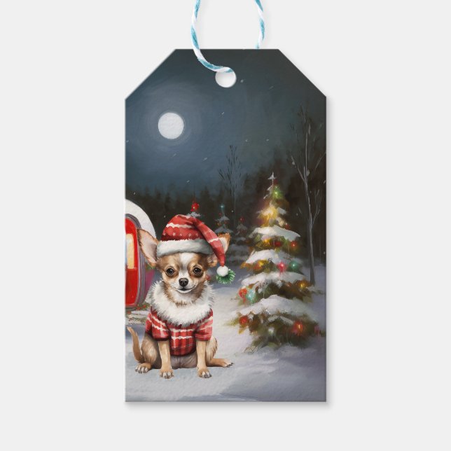 Etiqueta Para Presente Winter Chihuahua Caravan Christmas Adventure (Frente)