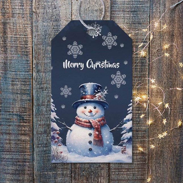 Etiqueta Para Presente Winter Forest Snowman Natal (Winter Forest Snowman Christmas Gift Tags)