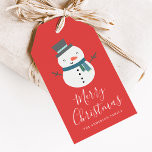 Etiqueta Para Presente Winter Friends | Snowman Holiday<br><div class="desc">Add a special touch to your holiday gifts this year with our Winter Friends holiday gift tags. The cute holiday gift tags feature a cute cartoon snowman wearing a hat and scarf with "Merry Christmas" below in a white, modern script font. Personalize the gift tags by adding your name or...</div>