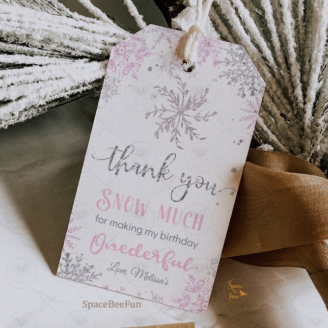 Etiqueta Para Presente Winter Onederland Birthday (Winter ONEderland birthday gift tags, snowflake gift tags, winter wonderland party gift tags, frosty)