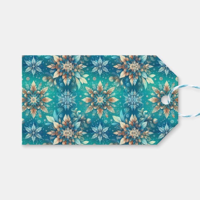 Etiqueta Para Presente Winter Snowflakes  (Frente (horizontal))