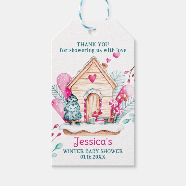 Etiqueta Para Presente Winter Wonderland Baby Shower (Frente)