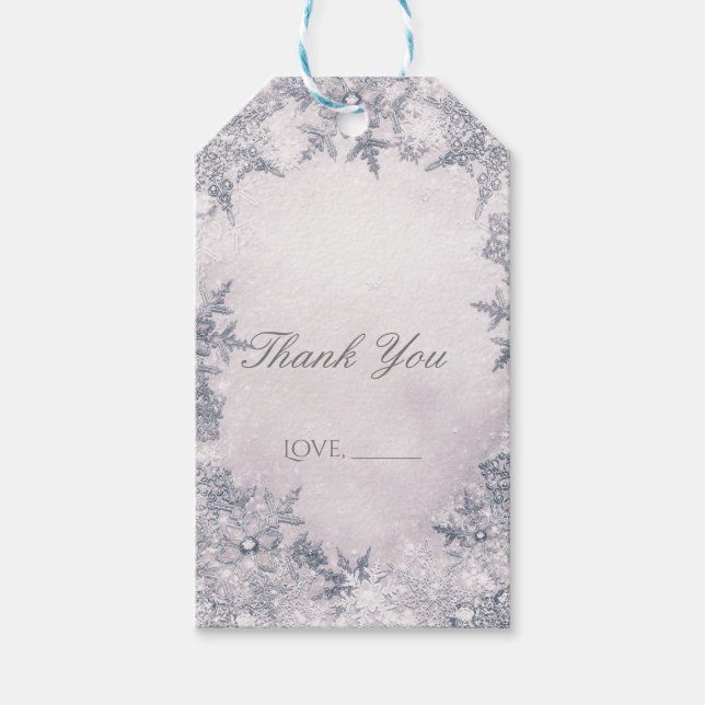 Etiqueta Para Presente Winter Wonderland Snowflakes White Blue Elegant (Frente)
