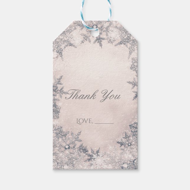 Etiqueta Para Presente Winter Wonderland Snowflakes White Cream Elegante (Frente)