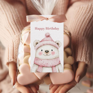 Etiqueta Para Presente Winter Wonderland White Bear Feliz Aniversário