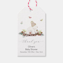 Etiqueta Para Presente Winter Wooden Sleigh Polar Bear Baby Shower 