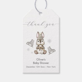 Etiqueta Para Presente Winter Woodland Bunny Ice Skate Baby Shower