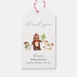 Etiqueta Para Presente Winter Woodland Teddy Bear Snowman Baby Shower