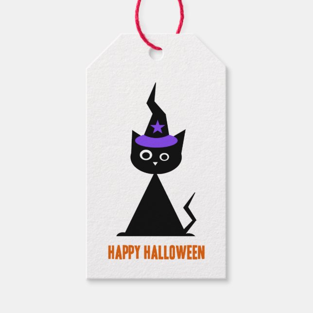 Etiqueta Para Presente Witchy +{ halloween }+ Cat (Frente)
