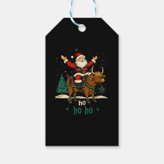 Etiqueta Para Presente Womens Xmas Tree Lighting Santa Riding Highland Co