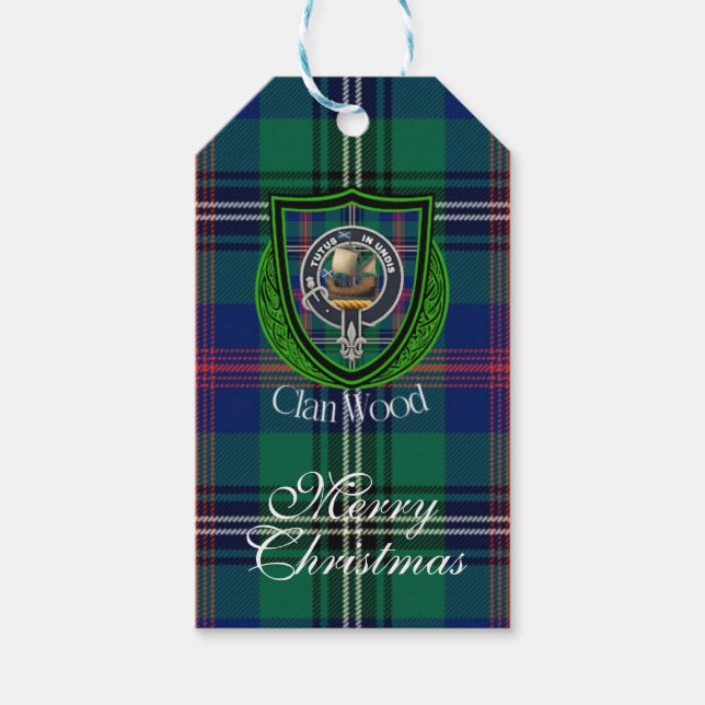 Etiqueta Para Presente Wood Scottish Clan Tartan & Crest (Frente)