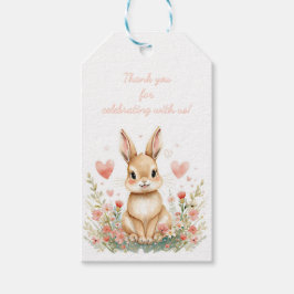 Etiqueta Para Presente Woodland Cute Bunny Pink Hearts Pastel Floral Girl
