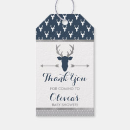 Etiqueta Para Presente Woodland Deer Obrigado Tag, Antlers, Chá de fralda