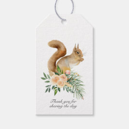 Etiqueta Para Presente Woodland Floral Tree Branch Squirrel Obrigado