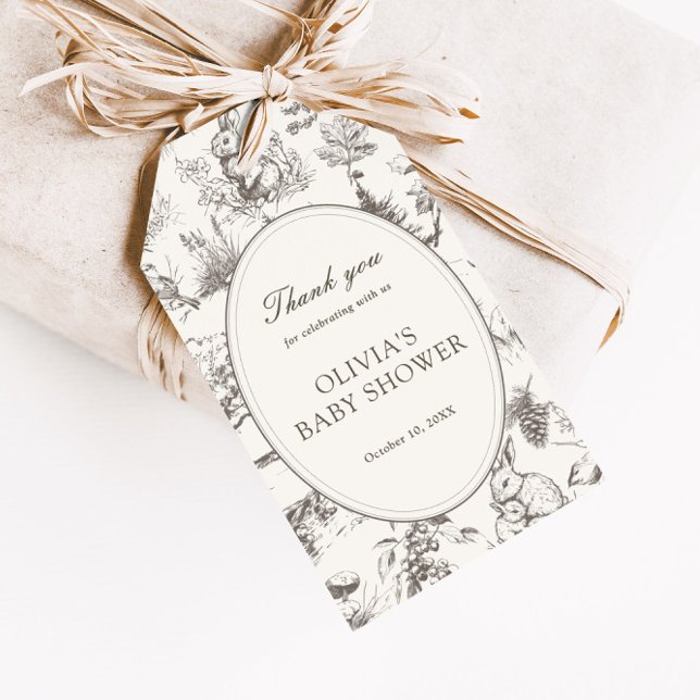 Etiqueta Para Presente Woodland Sketch Allover Print Baby Shower (Criador carregado)