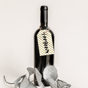 Etiqueta Para Presente Woohoo Black & Faux Gold Stripe