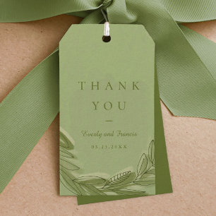 Etiqueta Para Presente Wreath Verde Da Água Obrigado