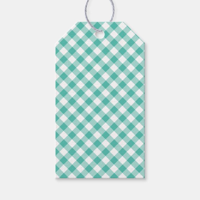 Etiqueta Para Presente Xadrez Azul Retro Green Grass (Frente)