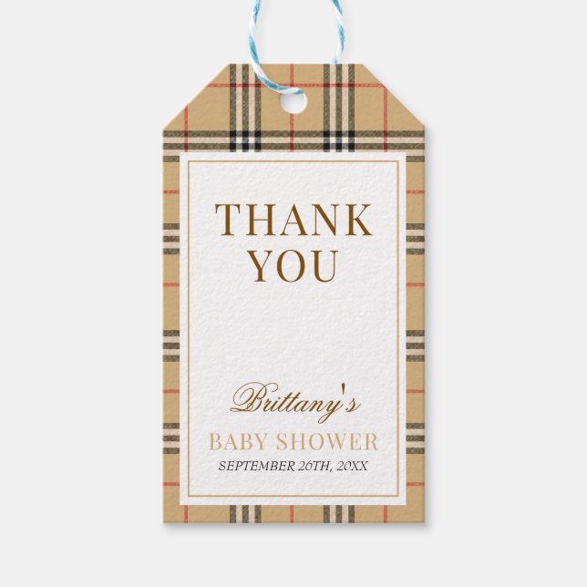 Etiqueta Para Presente Xadrez Beige Tartan (Frente)
