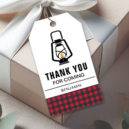 Etiqueta Para Presente Xadrez de Buffalo Vermelho Lanterna Lumberjack Ani