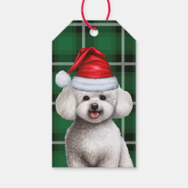 Etiqueta Para Presente Xadrez de Férias Bichon durante o Natal