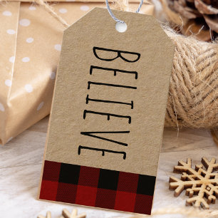 Etiqueta Para Presente Xadrez de Kraft Red Buffalo e Presente de Natal Ac