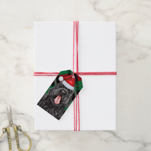 Etiqueta Para Presente Xadrez de Natal Black Russo Terrier Dog Natal