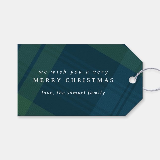 Etiqueta Para Presente Xadrez de Natal Clássica simples personalizada (Frente (horizontal))