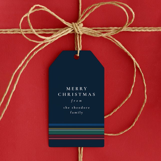 Etiqueta Para Presente Xadrez de Natal clássico, feriado elegante (Criador carregado)