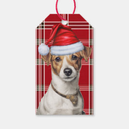 Etiqueta Para Presente Xadrez de Natal com Jack Russell Dog Natal