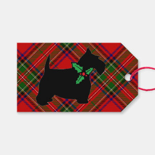 Etiqueta Para Presente Xadrez do azevinho do cão do Scottie
