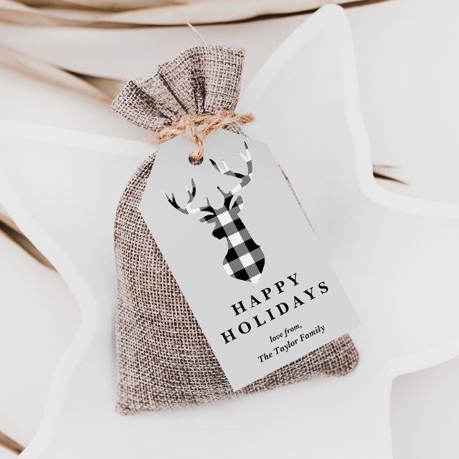 Etiqueta Para Presente Xadrez Negra de Buffalo - Silhout (Criador carregado)