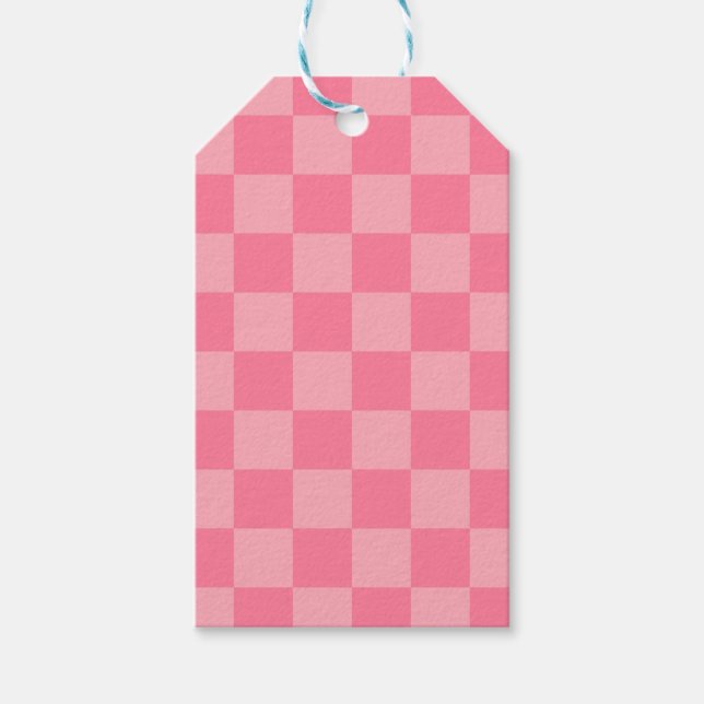Etiqueta Para Presente Xadrez Rosa Elegante (Frente)