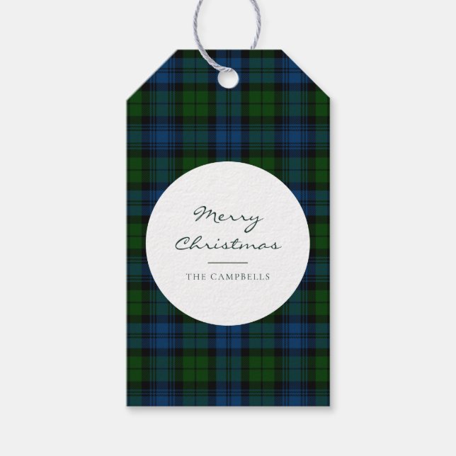 Etiqueta Para Presente Xadrez Rústico Script Campbell Militar Tartan (Frente)