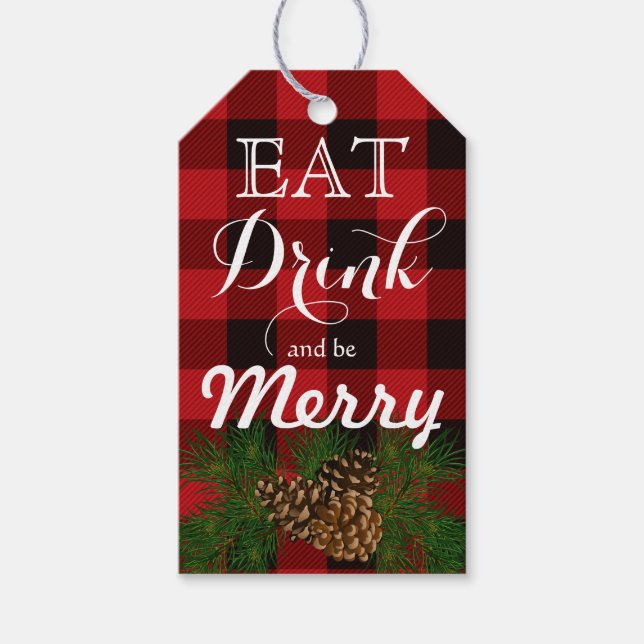 Etiqueta Para Presente Xadrez-tartã-vermelha-russa e negra (Frente)