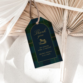 Etiqueta Para Presente Xadrez Verde Escuro Clássica Obrigado Por Marcas F