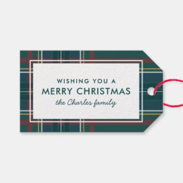 Etiqueta Para Presente Xadrez verde Feliz Natal clássico natalino