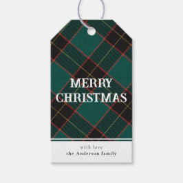 Etiqueta Para Presente Xadrez Verde Mínimo de Buffalo Feliz Natal