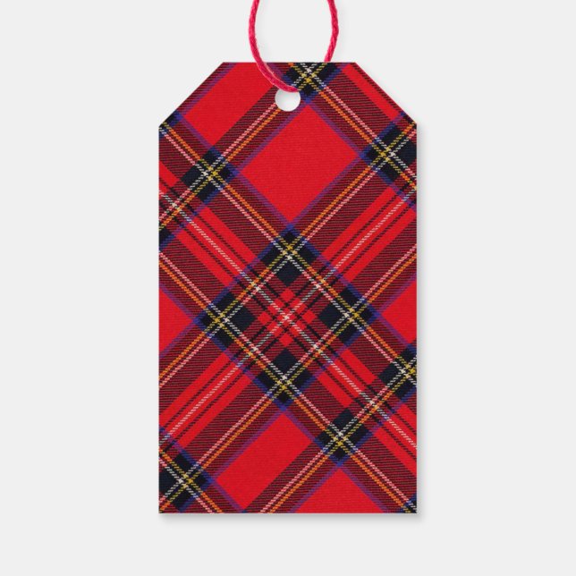 Etiqueta Para Presente Xadrez vermelha de Stewart tartan (Verso)