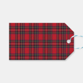 Etiqueta Para Presente Xadrez Vermelha Real Stewart Tartan