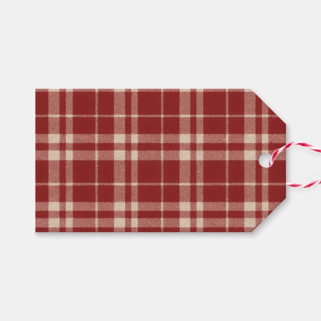 Etiqueta Para Presente Xadrez Vermelho (Frente (horizontal))