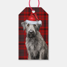 Etiqueta Para Presente Xadrez Vermelho de Férias Irish Wolfhound Cachorro