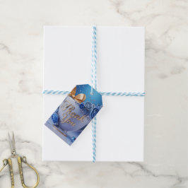 Etiqueta Para Presente Xícara de Chá Blue Rose Obrigado