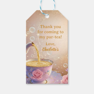 Etiqueta Para Presente Xícara e Bule de Chá Floral - Festa de Chá Elegant