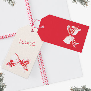 Etiqueta Para Presente Xmas Plaid de Hortelã Amarrado com Laço de Festa